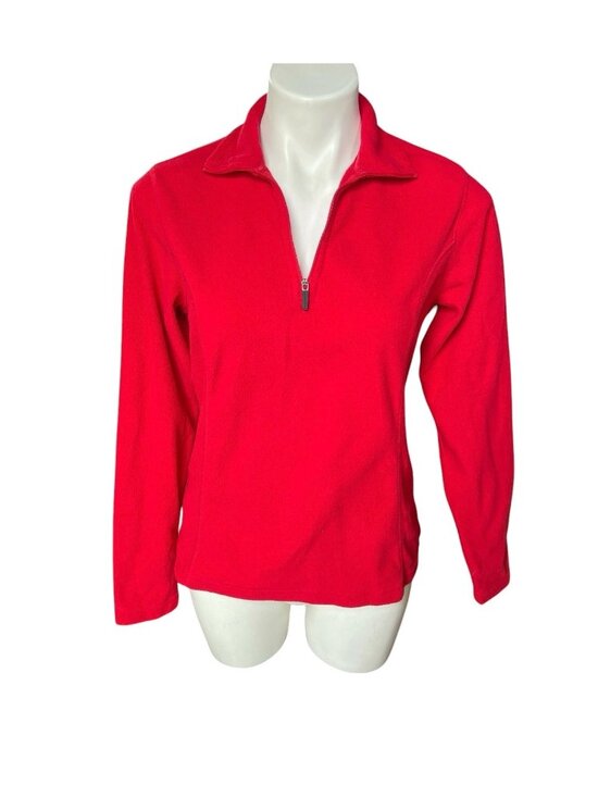Lands' End Sweaters - Lands End Womens' Pullover XS Red Plush With Logo 1/4 Zipper Long Sleeve Soft